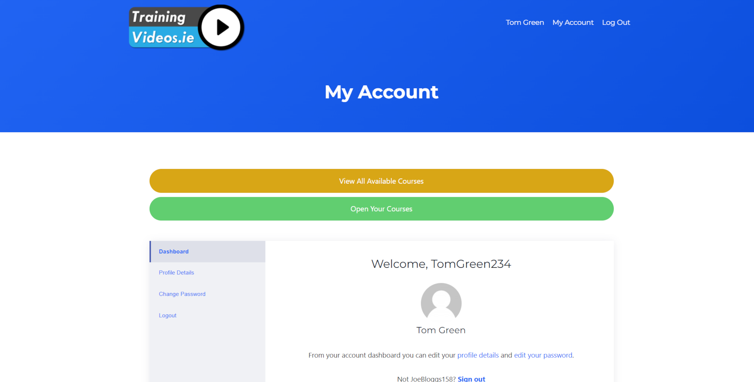Employee personal account dashboard